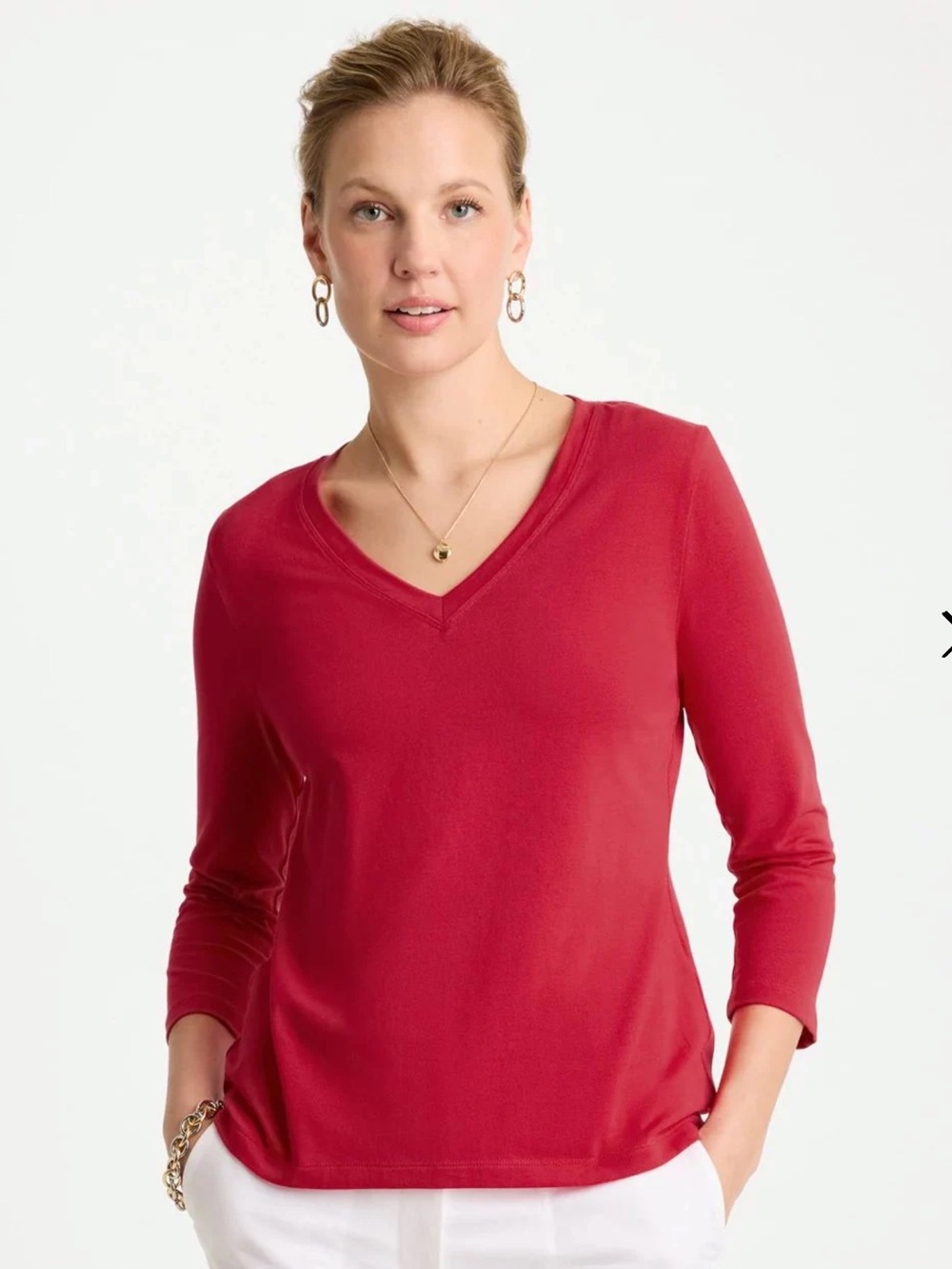 chico’s cotton span perfect 3qtr tee cherry lush NWT Size 3 or XL